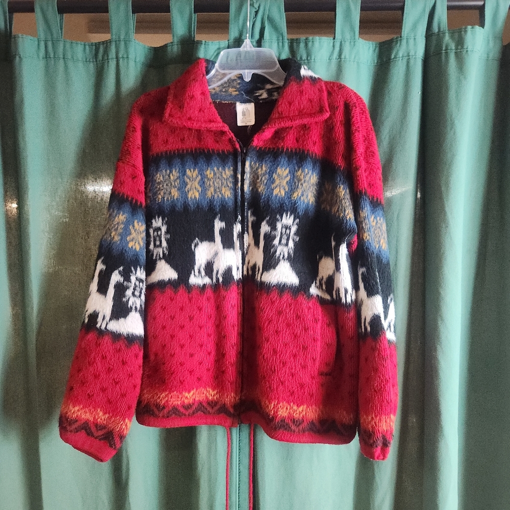 Vintage Artesian Ecuadorian Zip Up Sweater